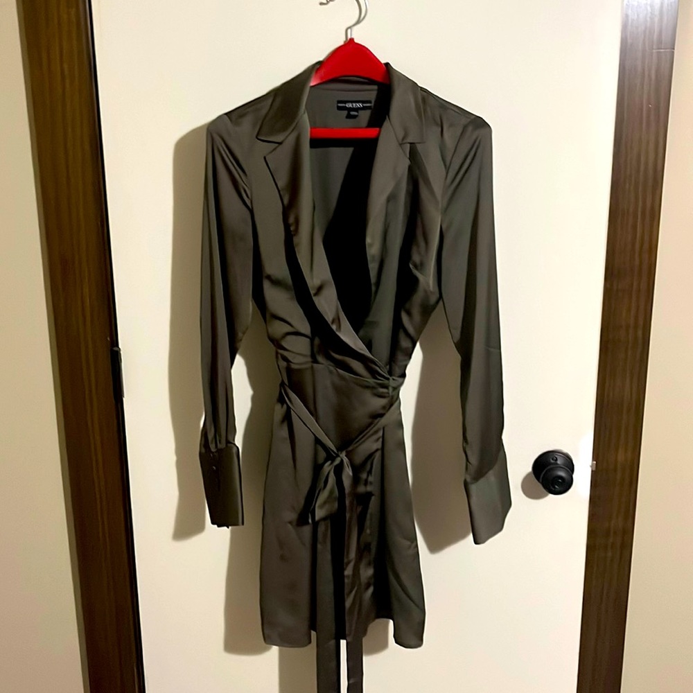 GUESS. Brown (dark taupe) wrap dress size L